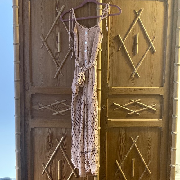 Faithfull the brand x Anthropologie light pink paisley wide leg jumpsuit size M - Picture 2 of 7